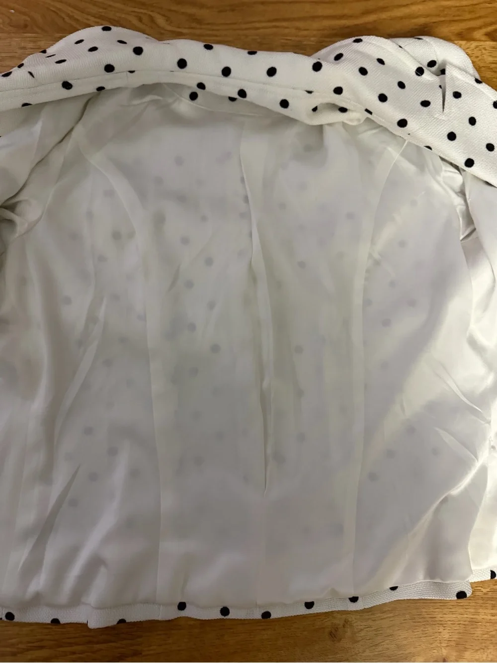 White Blazer with Black Polka Dots